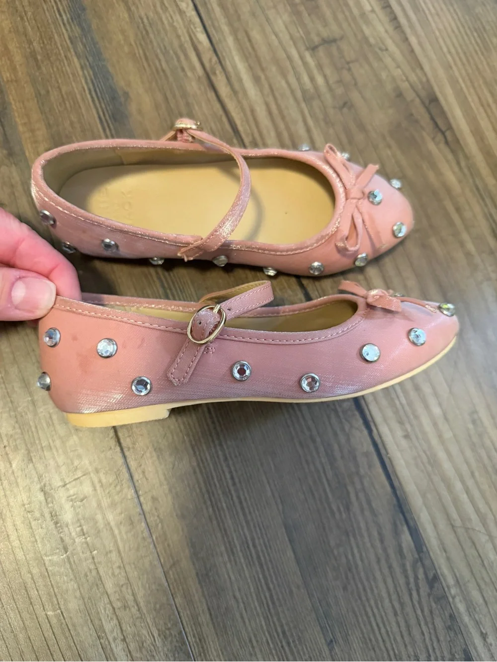 Janie and Jack Girls Pink Jewel Mary Jane Dress Flats with Bow